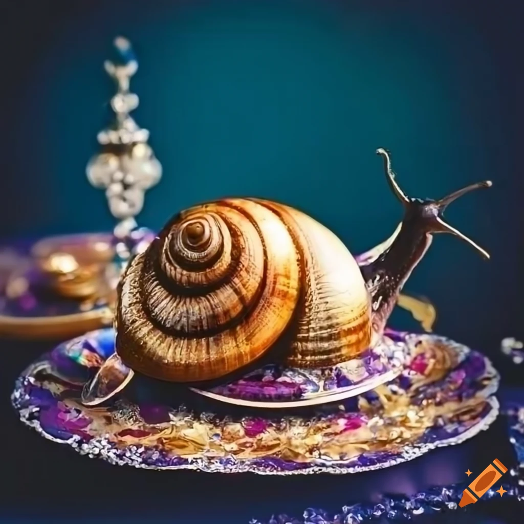 Gourmet dish with live snails and elegant table setting