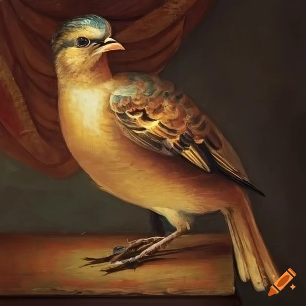 Classical painting of a bird on antique background on Craiyon