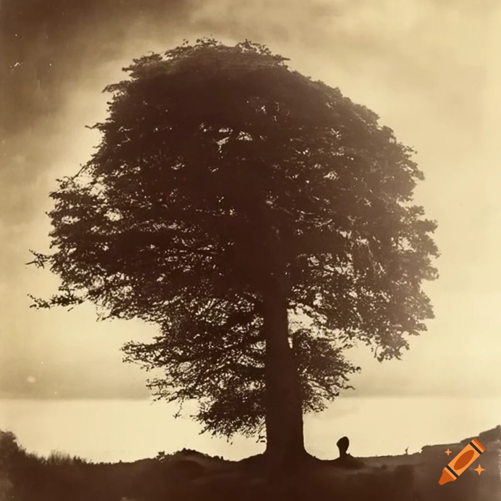 Victorian photograph of a tree getting struck by lightning on Craiyon