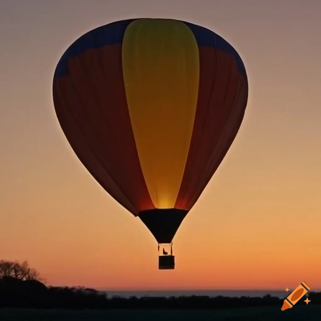 vintage hot air balloon at sunset
