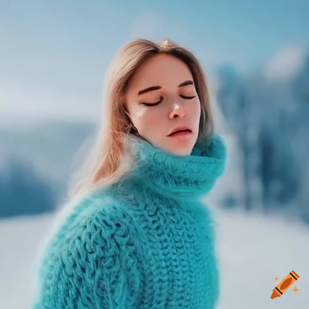 Woman skiing in a cozy oversized sweater