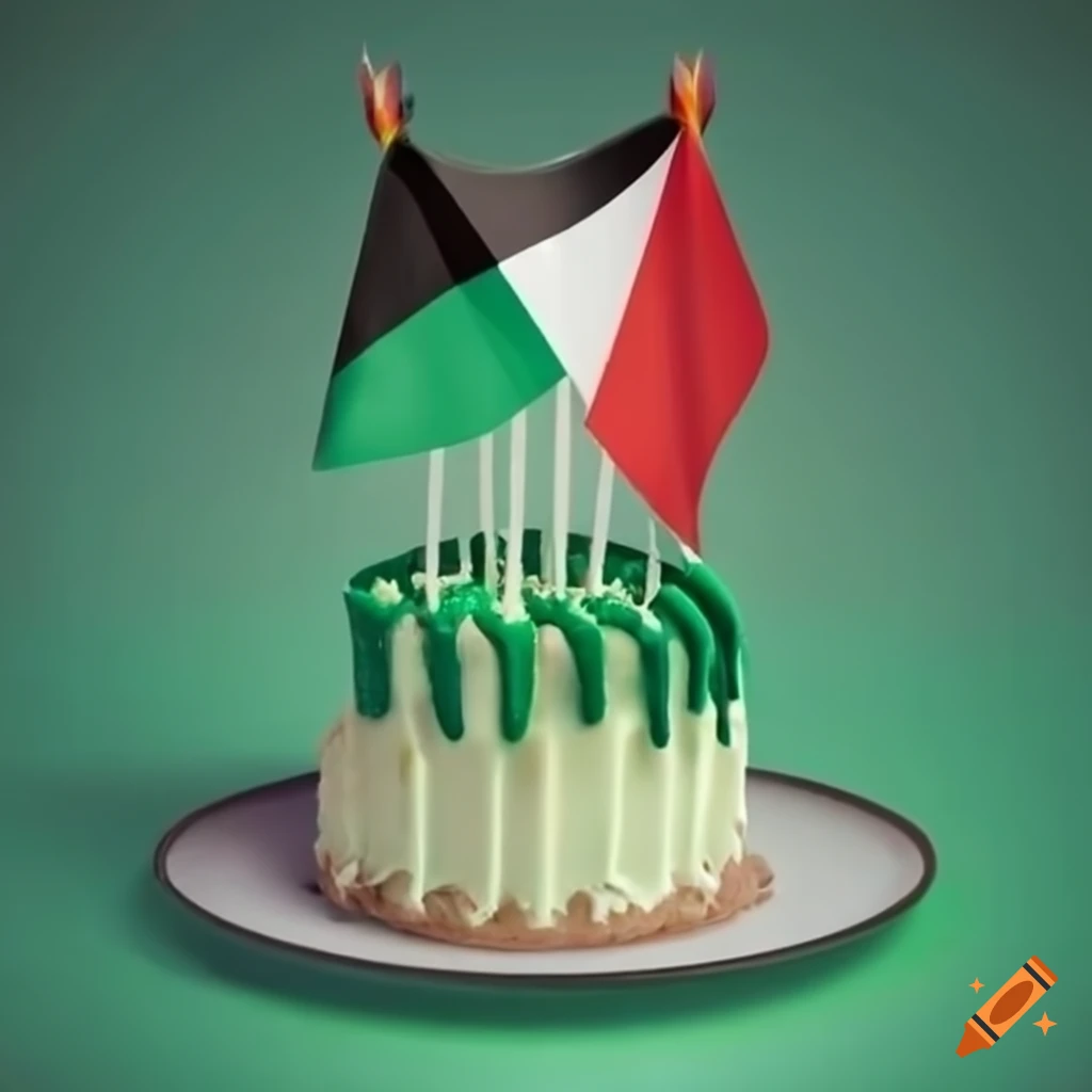 Birthday cake with palestinian flag decoration