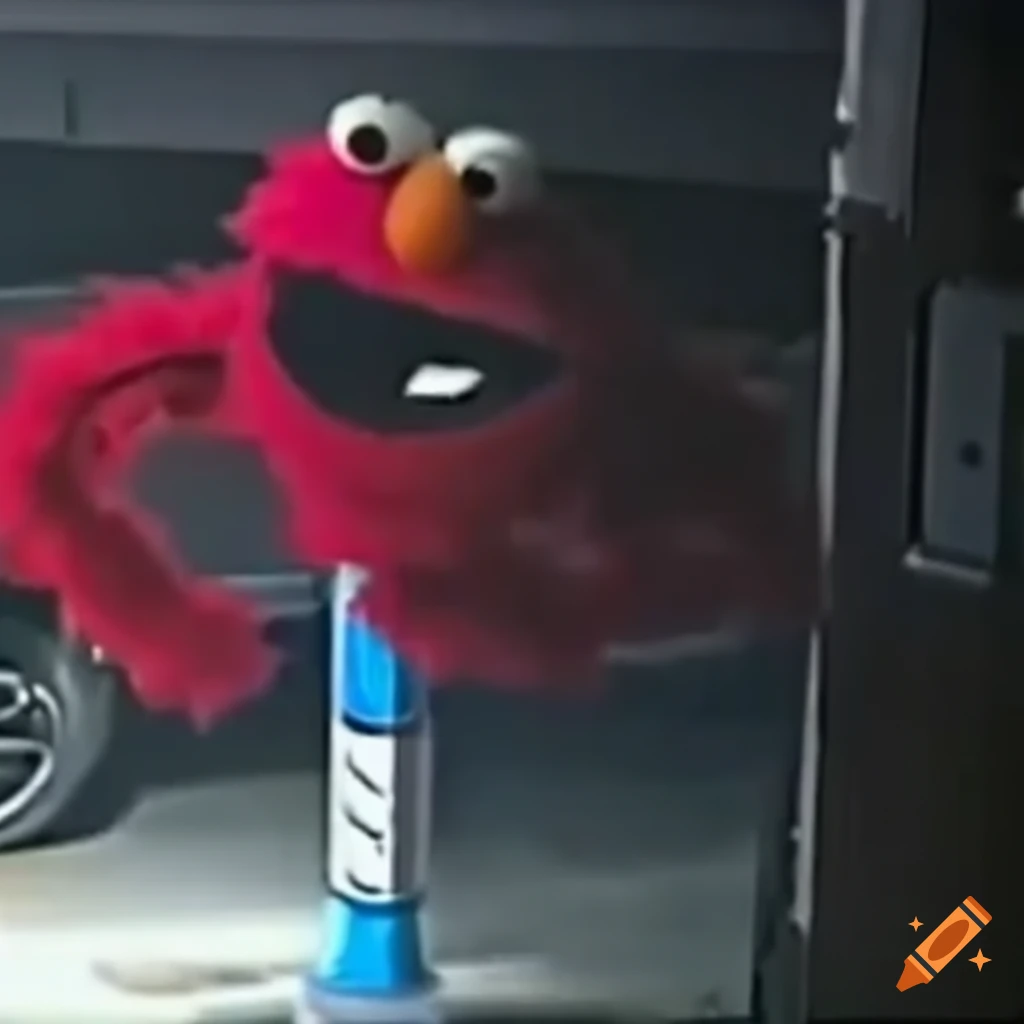 Elmo caught on gas station CCTV