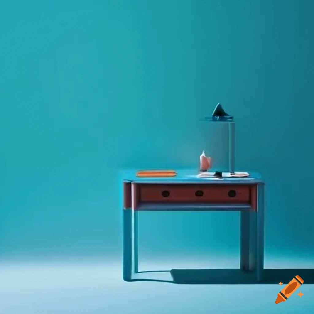 Blue and corail desk decor on Craiyon