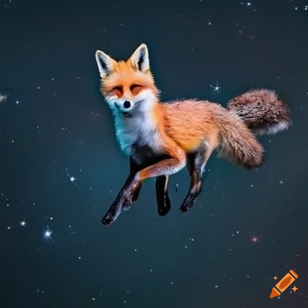 artistic illustration of a fox in space