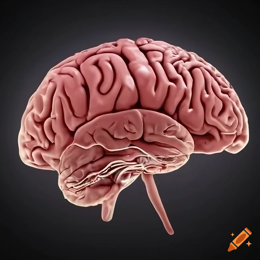 Detailed illustration of the human brain on Craiyon