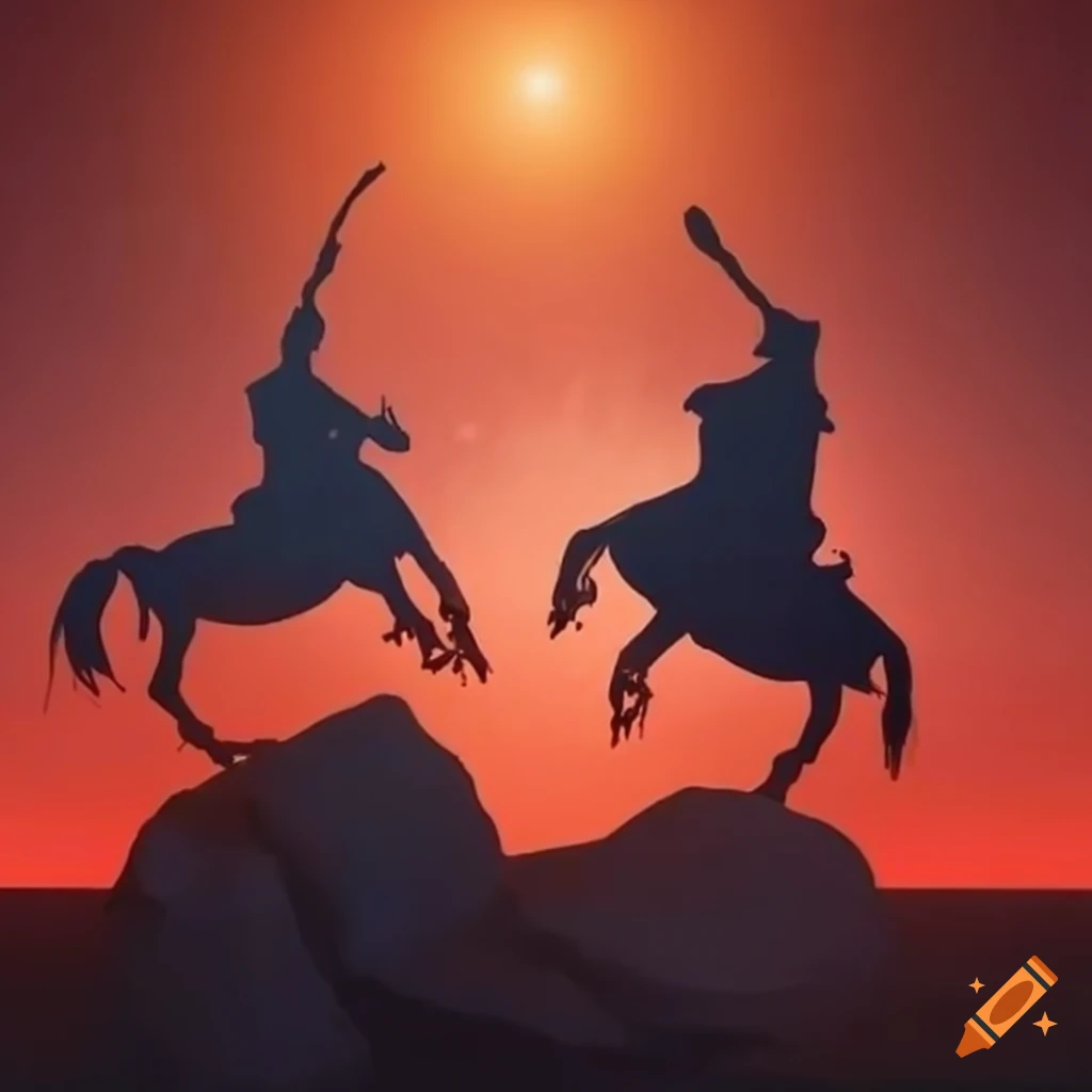 Sunset Battle Between Two Horsemen On Craiyon Sunset battle between two horsemen on craiyon