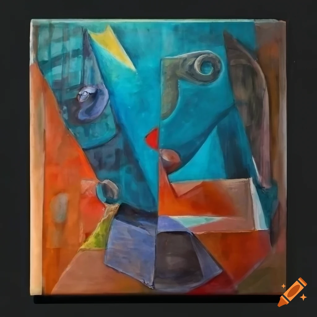 detailed cubism painting with various elements