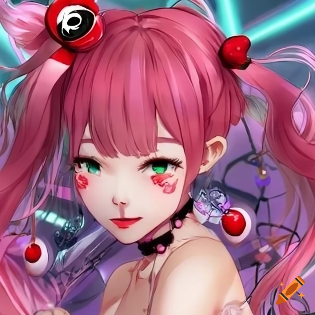 anime girl with cherry hairpiece