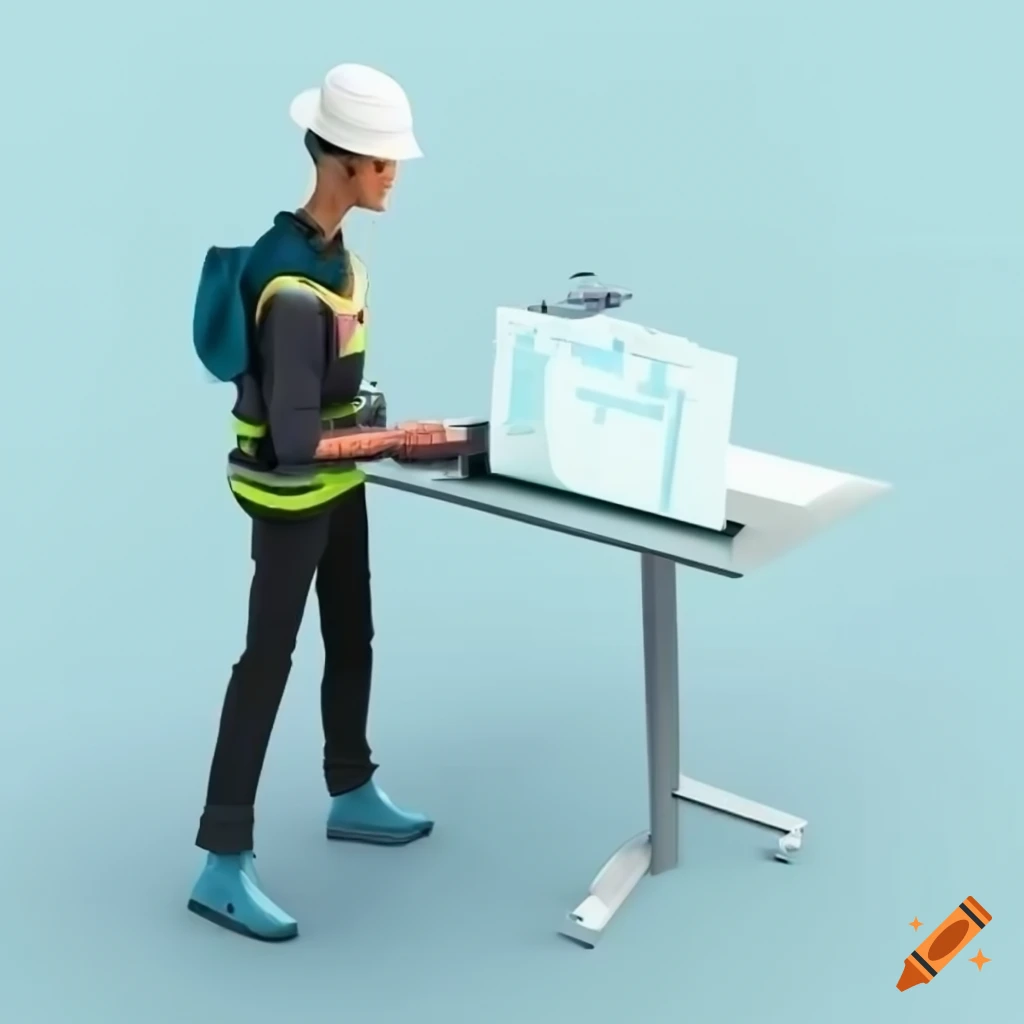 ingeniero topografo mostrando plano de terreno en 3D