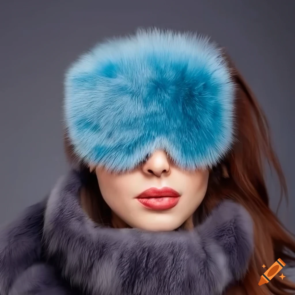 Stylish Woman In A Fluffy Fur Coat And Sleep Mask 3486