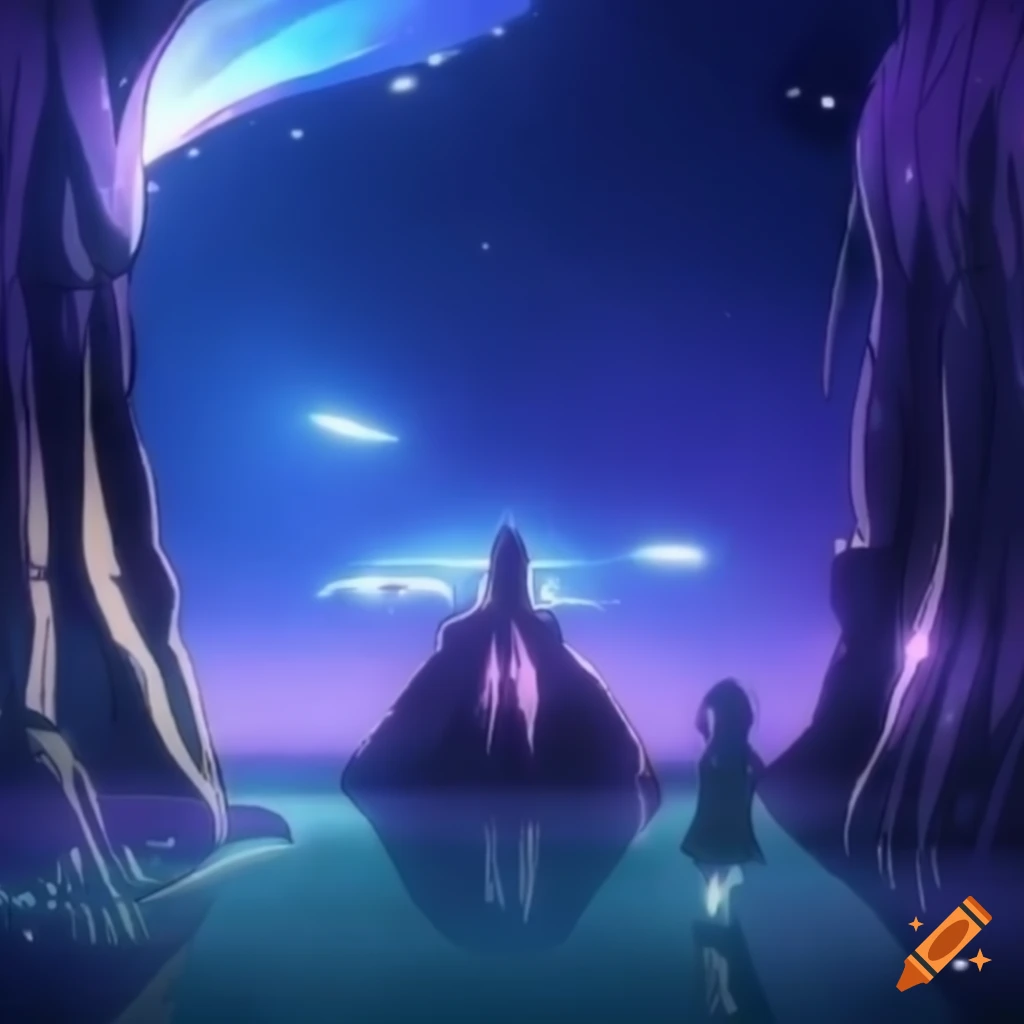 Anime character jumping in magical world on craiyon