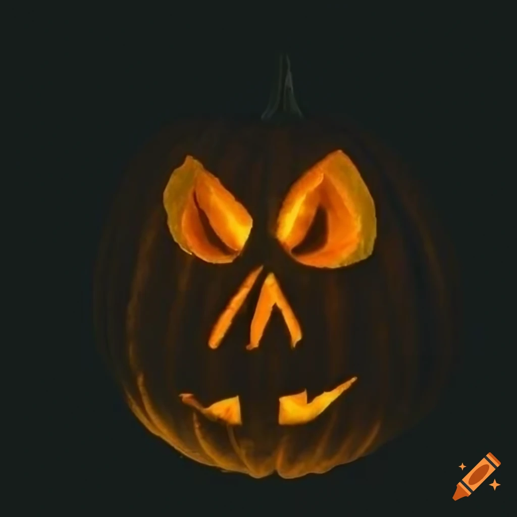 carved pumpkin in the dark