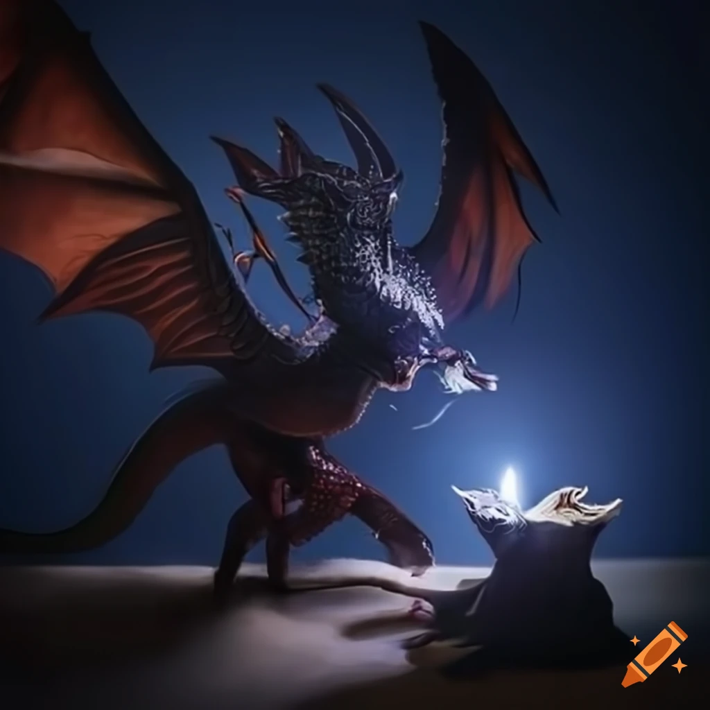 magician riding a dragon at night