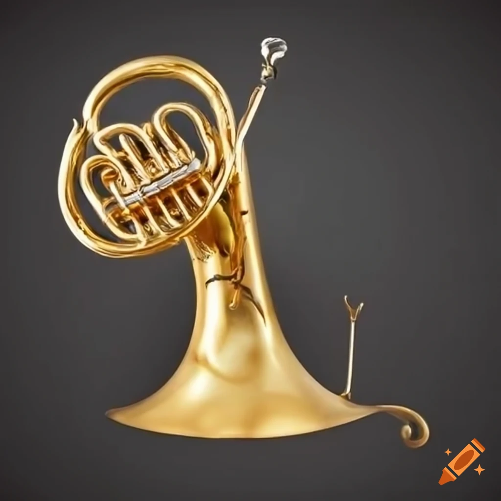 melting french horn artwork in Dali style