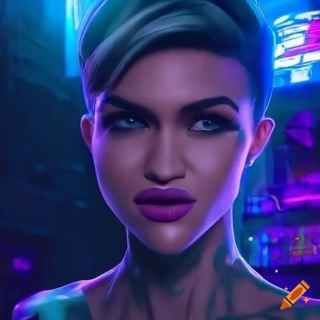 Sharp Ultra Hd Portrait Of Ruby Rose In A Cyberpunk City On Craiyon