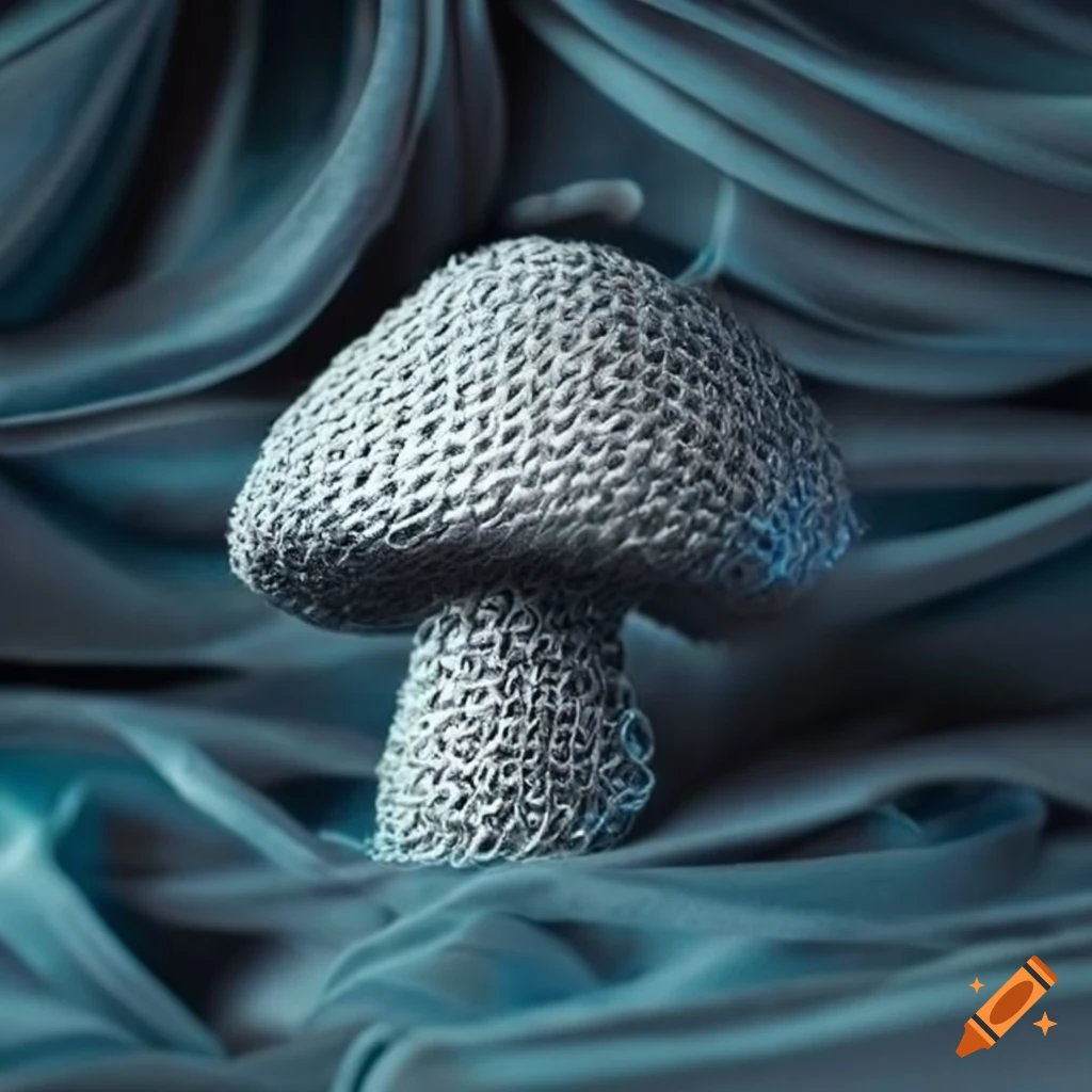 grey chain mail mushroom on silk