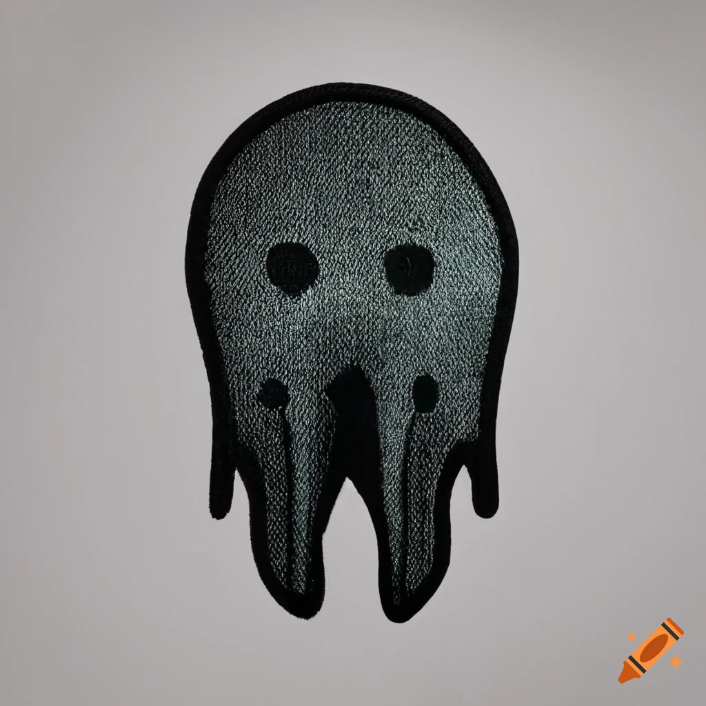 noir graphic design patch with a ghost