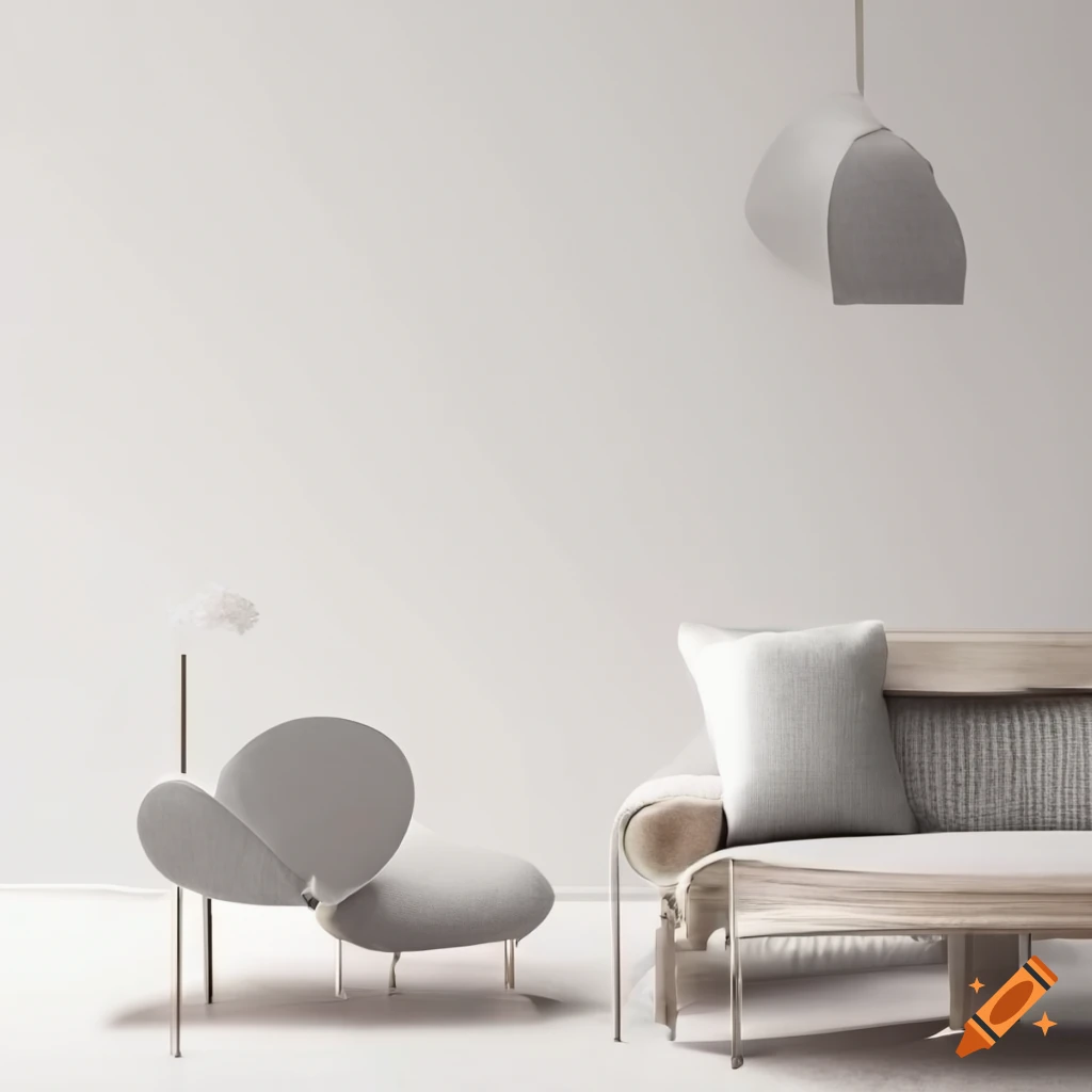 Modern interior design in white, grey, and cream on Craiyon
