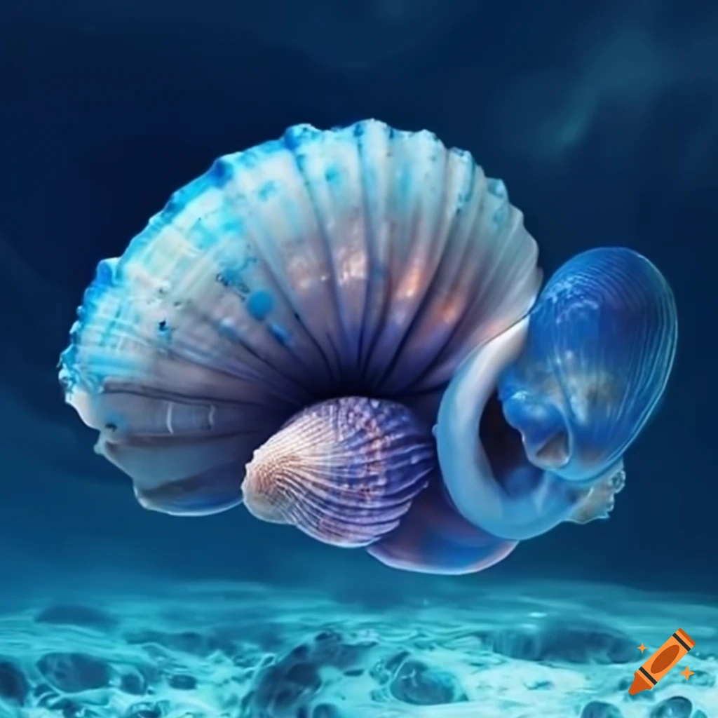 image of a blue hybrid human and seashell queen
