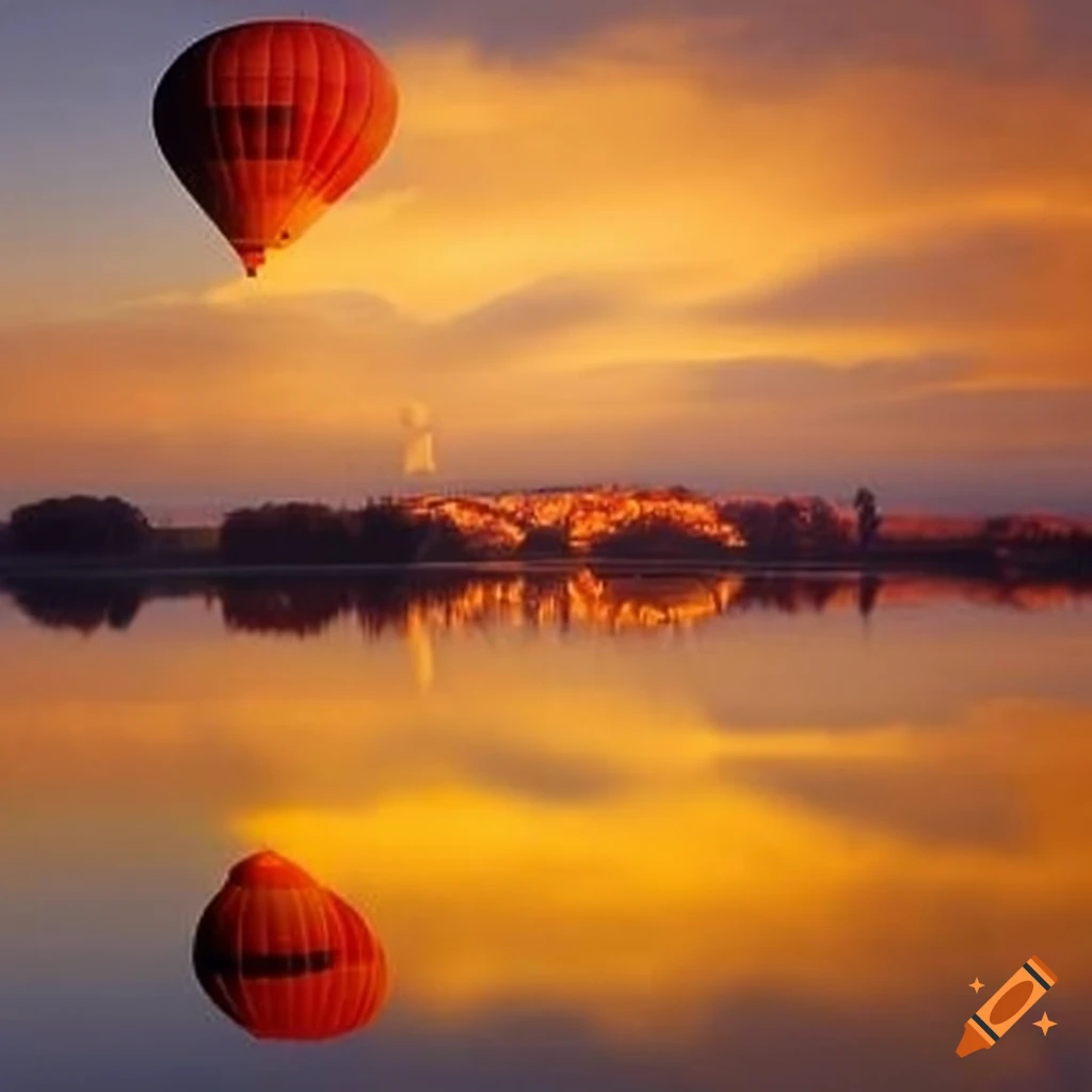 sunset hot air balloon in the sky
