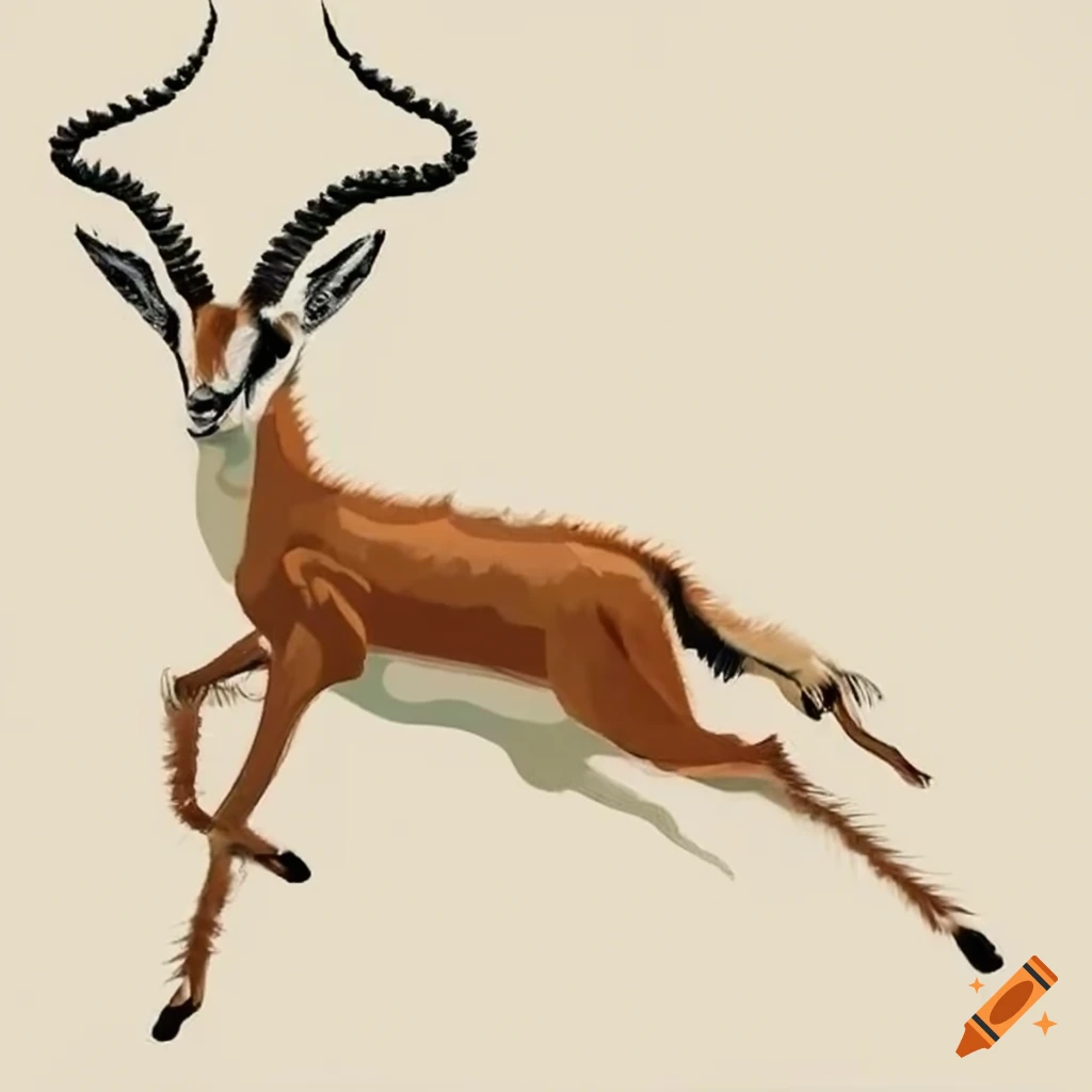 needlework art of a running gazelle
