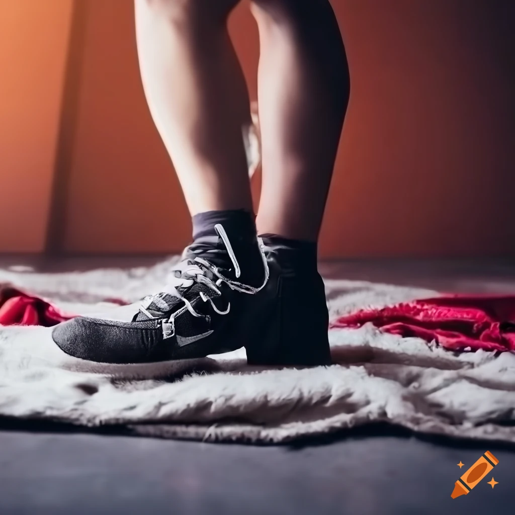 close-up of a MMA fighter's feet walking on a cozy blanket