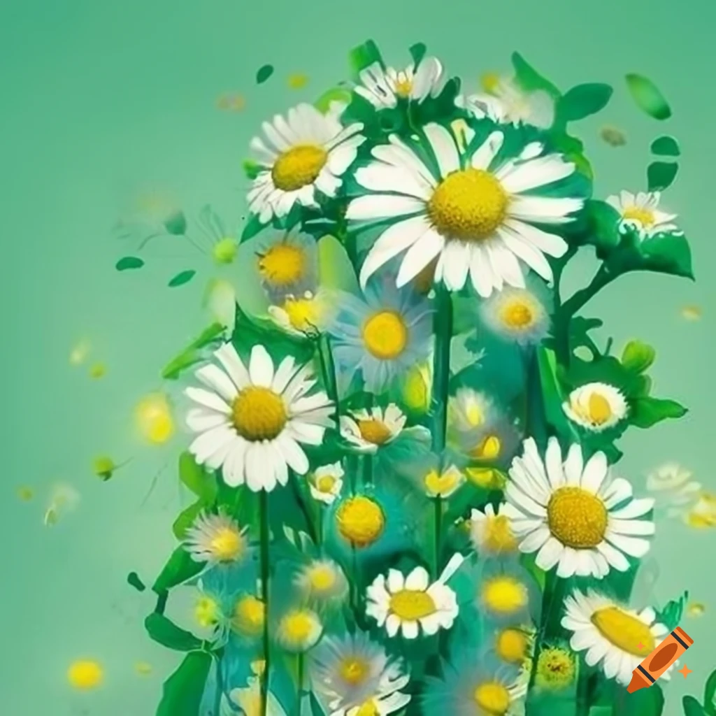 pale green background with daisies