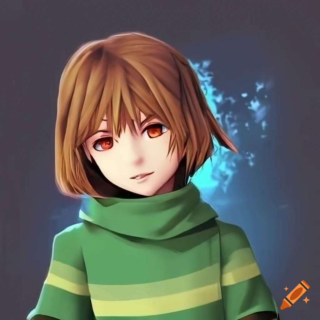 Digital artwork of older chara from undertale in kingdom hearts style