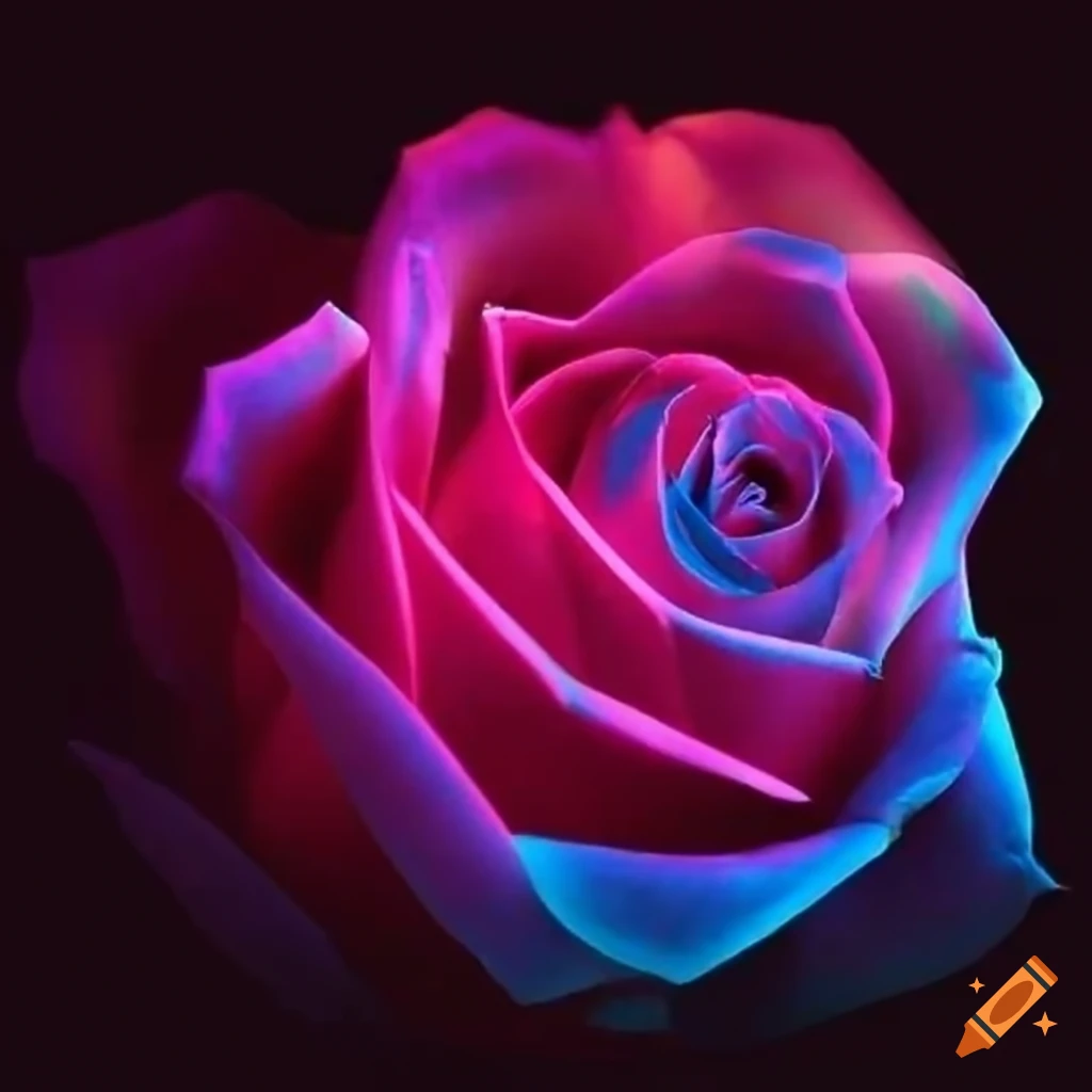 neon bouquet of glowing roses