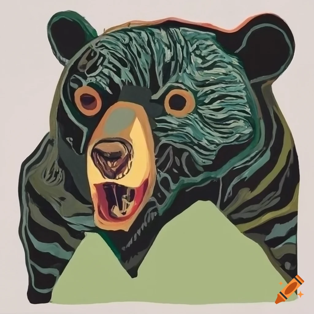 Van Gogh style painting of a Virginia black bear