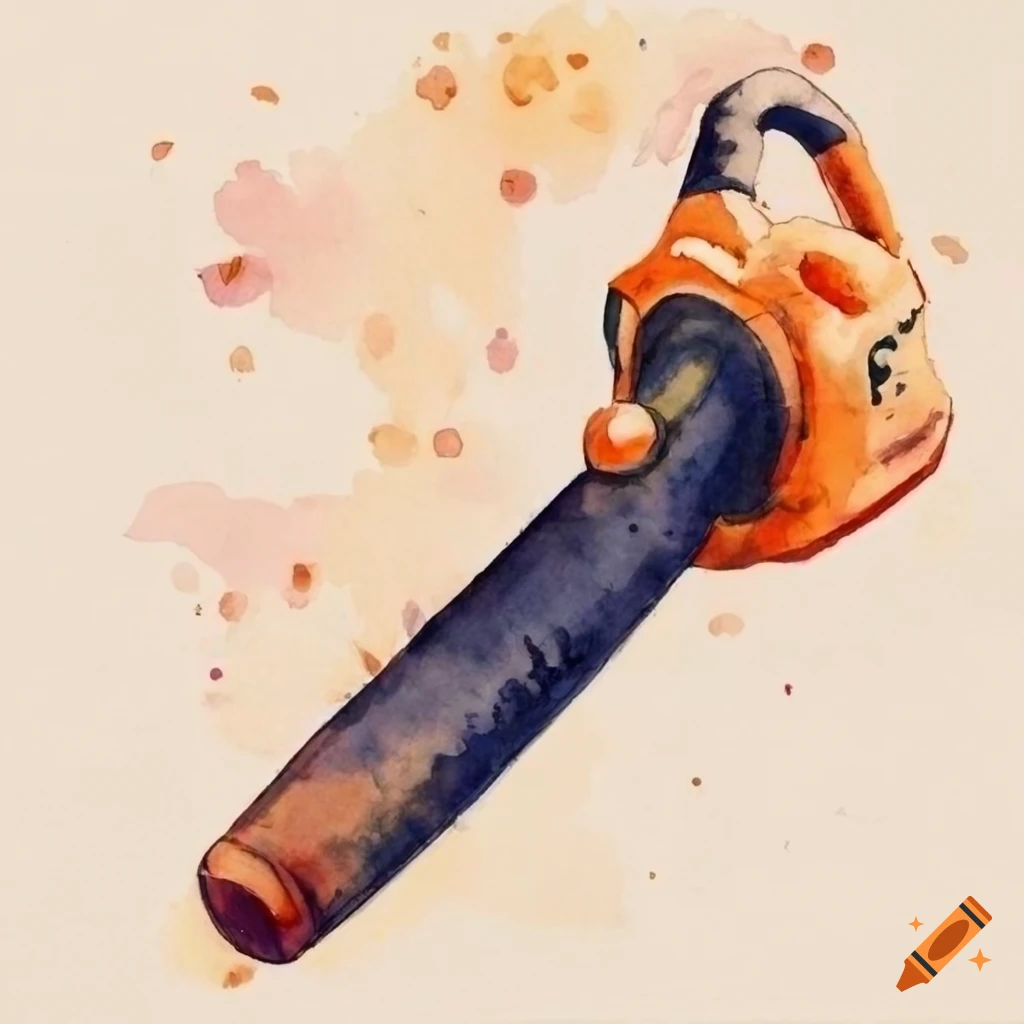 Watercolor drawing of a leaf blower