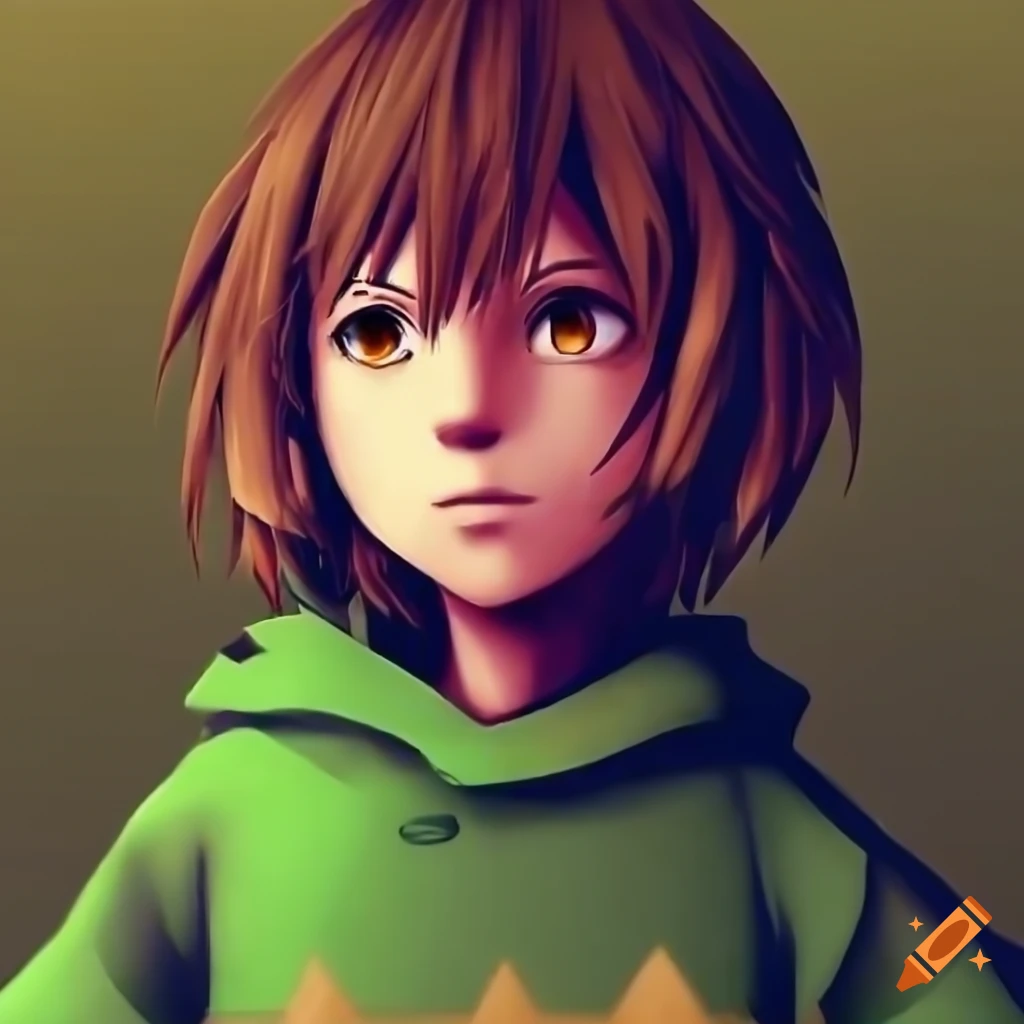 Digital artwork of older chara from undertale in kingdom hearts style