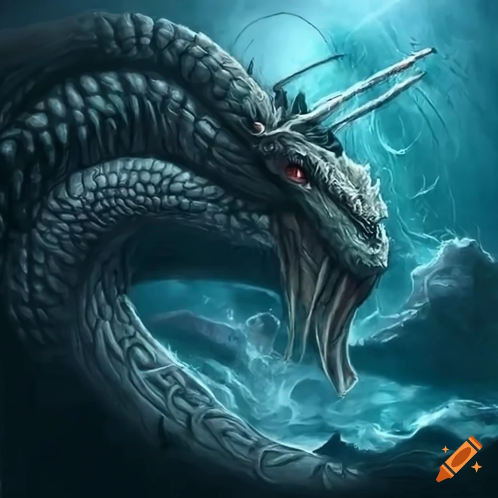 Artwork Of Thor Battling Jormungandr In Icy Ocean On Craiyon