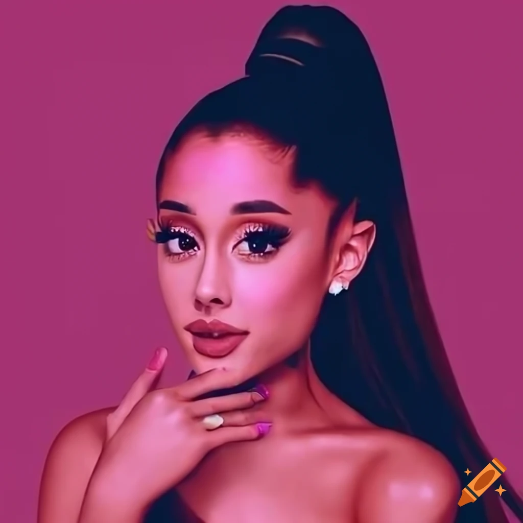 Pink background with ariana grande on Craiyon