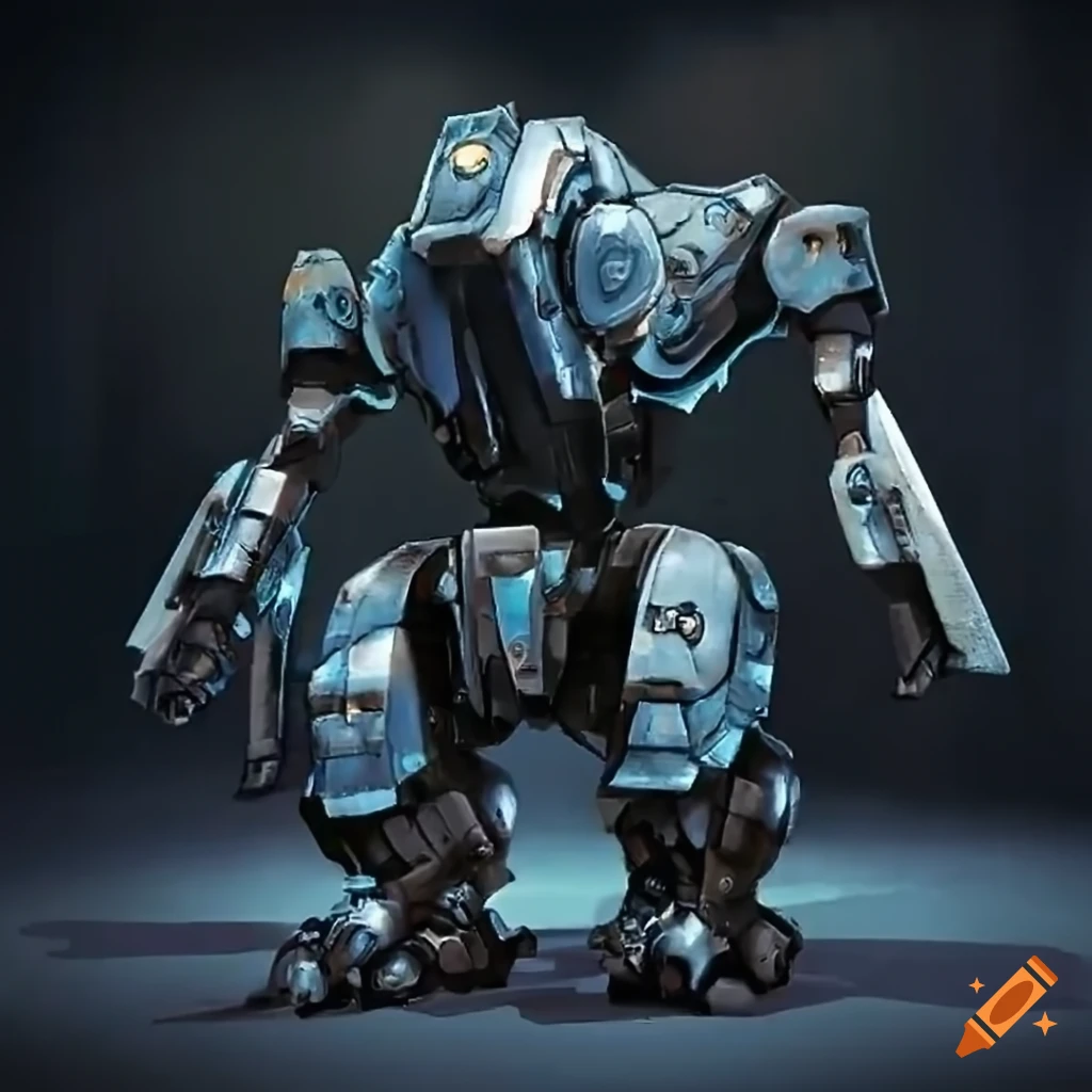 mecha with two swords and propellers