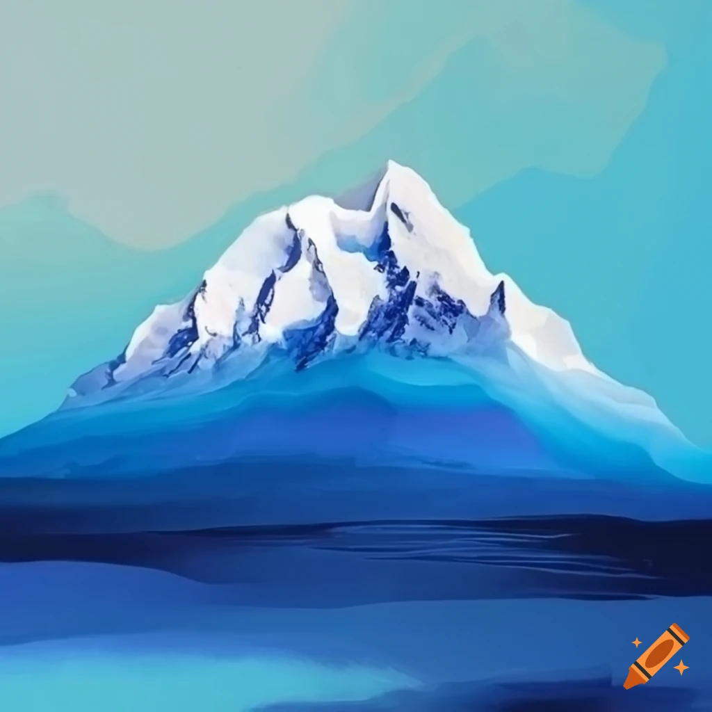 acrylic painting of Mont Blanc in white and icy navy blue gradient
