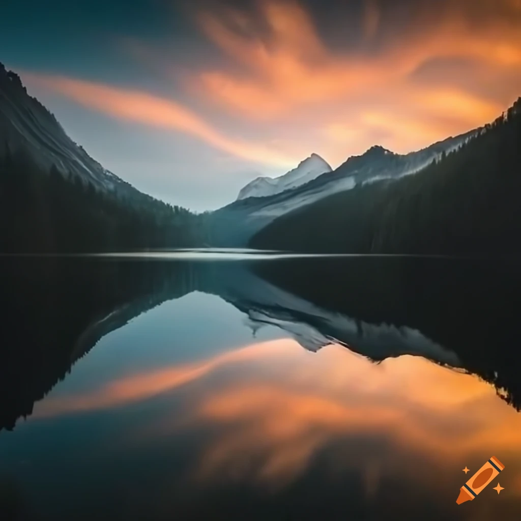 Artistic representation of a serene lake view on Craiyon