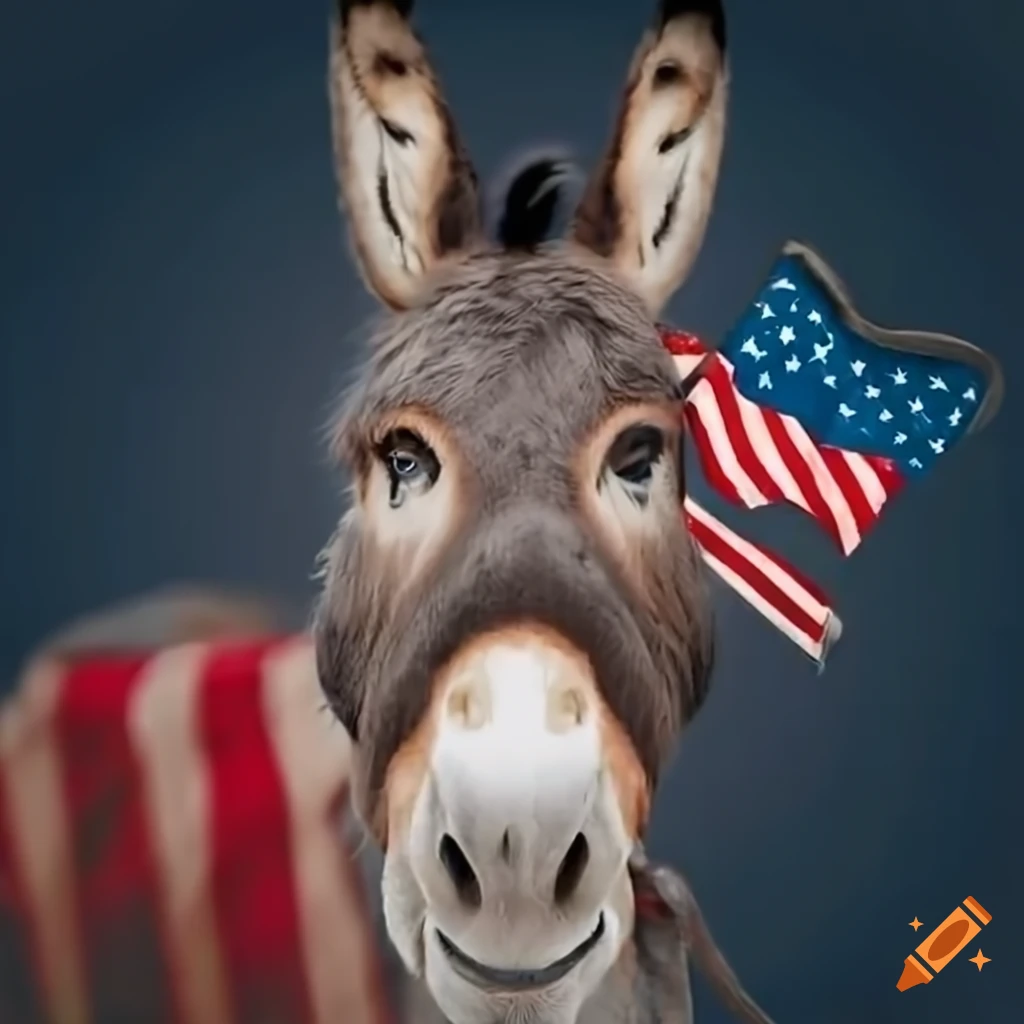 patriotic donkey pointing to a blackboard