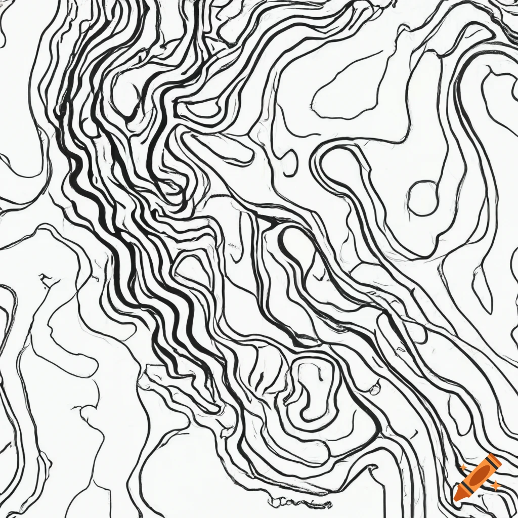 Contour lines Topography Map White/Blue | Art Print