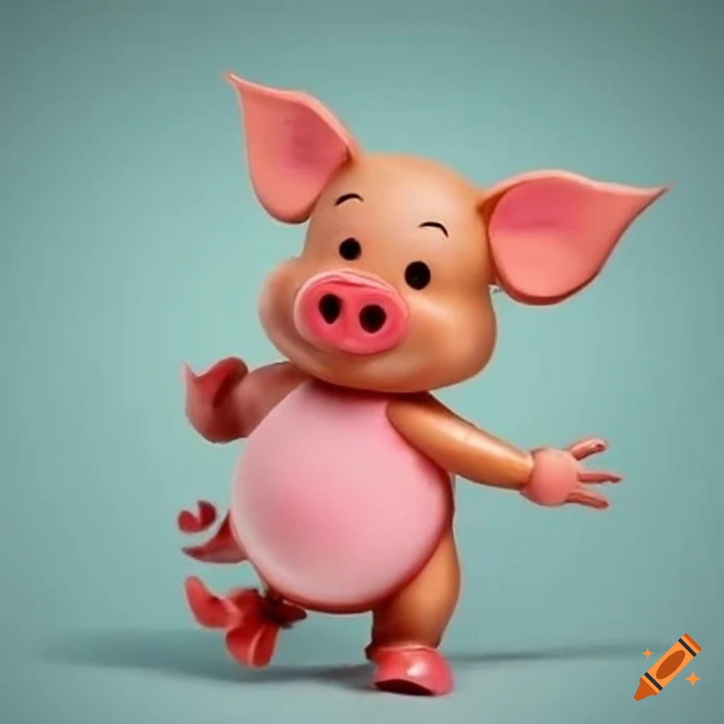 adorable piglet dancing happily