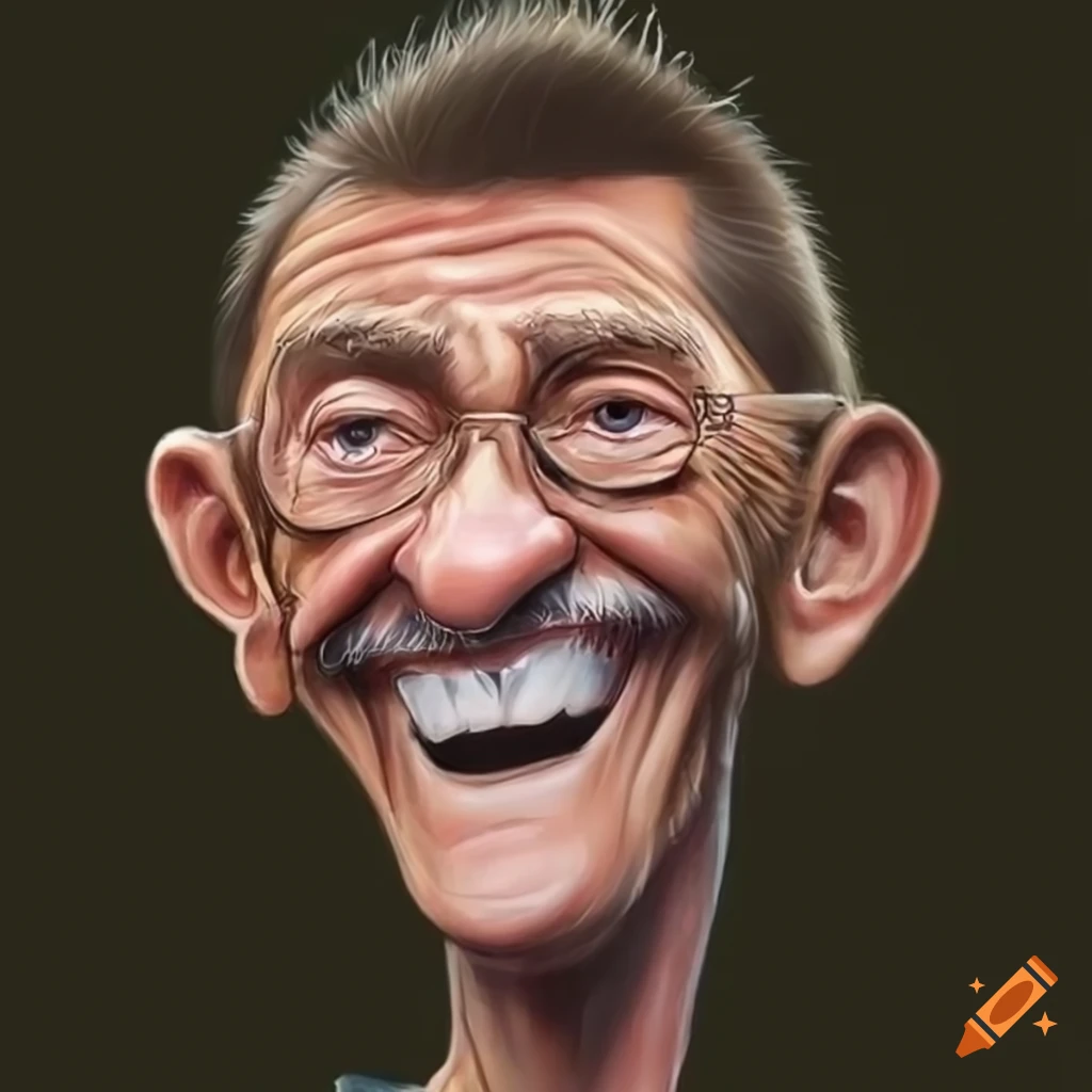 Funny caricature of barry chuckle on Craiyon