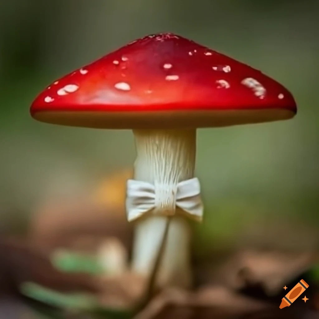 mushroom with a stylish bow tie