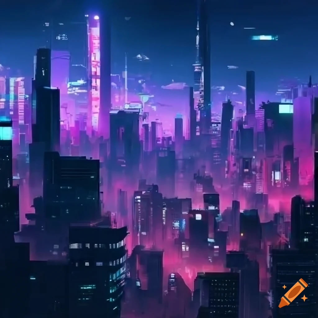 High definition cyberpunk cityscape