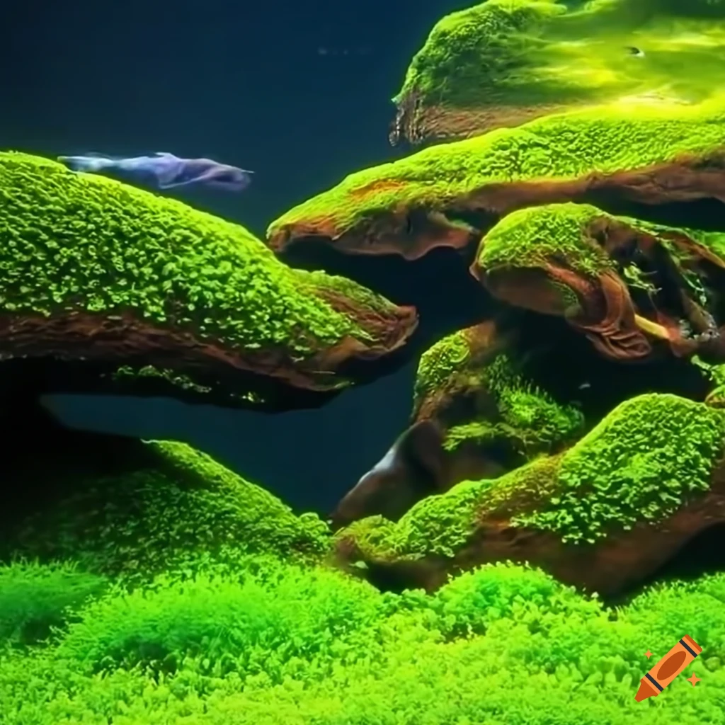 aquascape with beautiful underwater plants