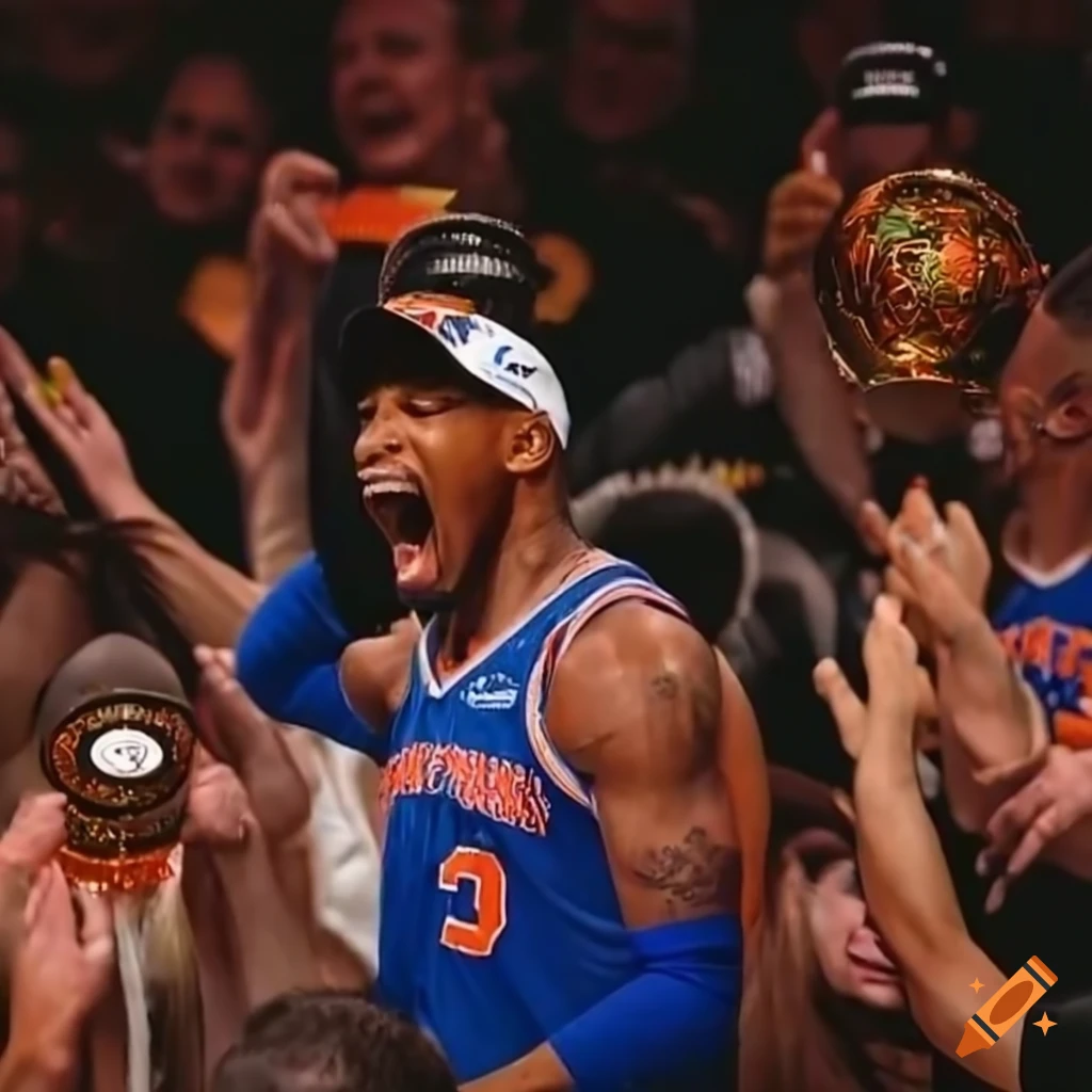 Knicks celebrating their nba championship victory on craiyon