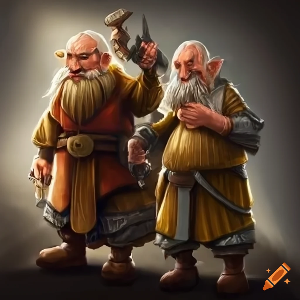 A pair of d&d dwarves talking on Craiyon