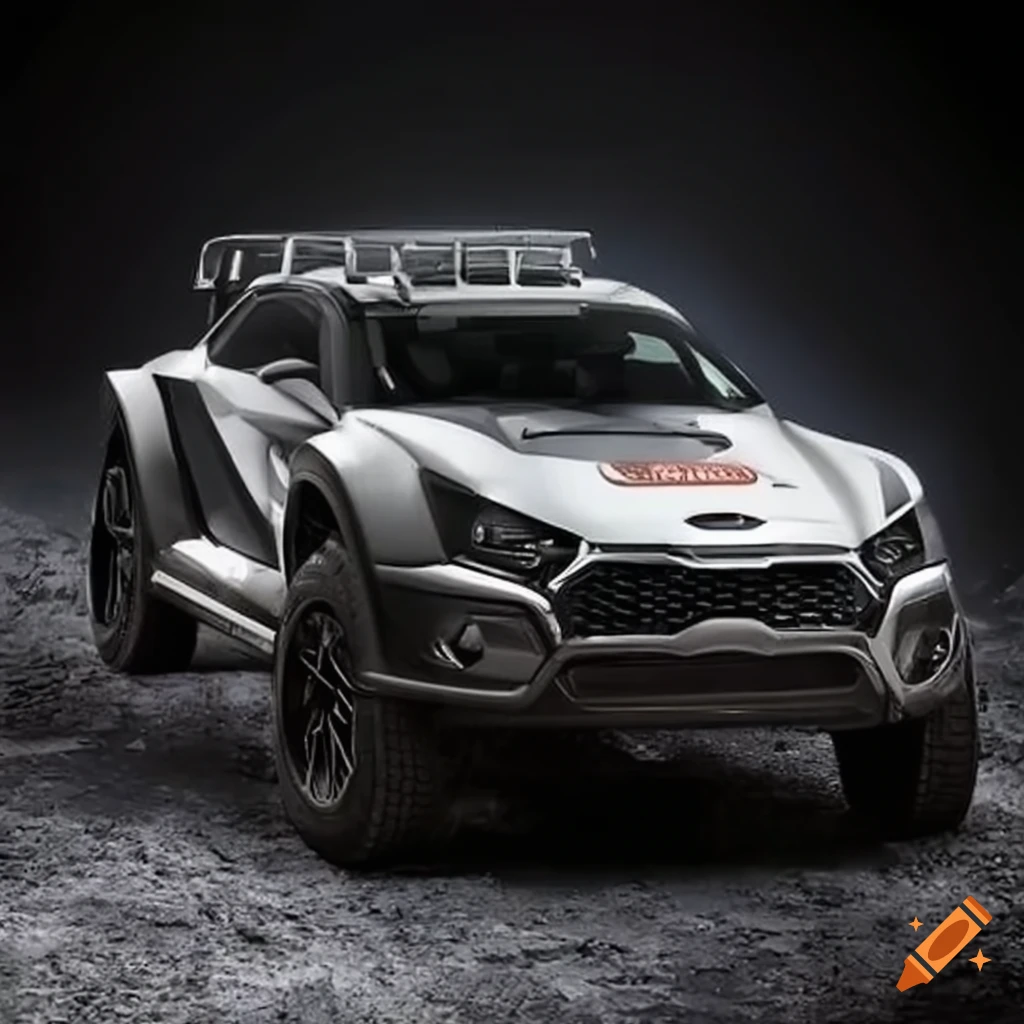 Isometric view of a turbocharged kia supercar with high ground