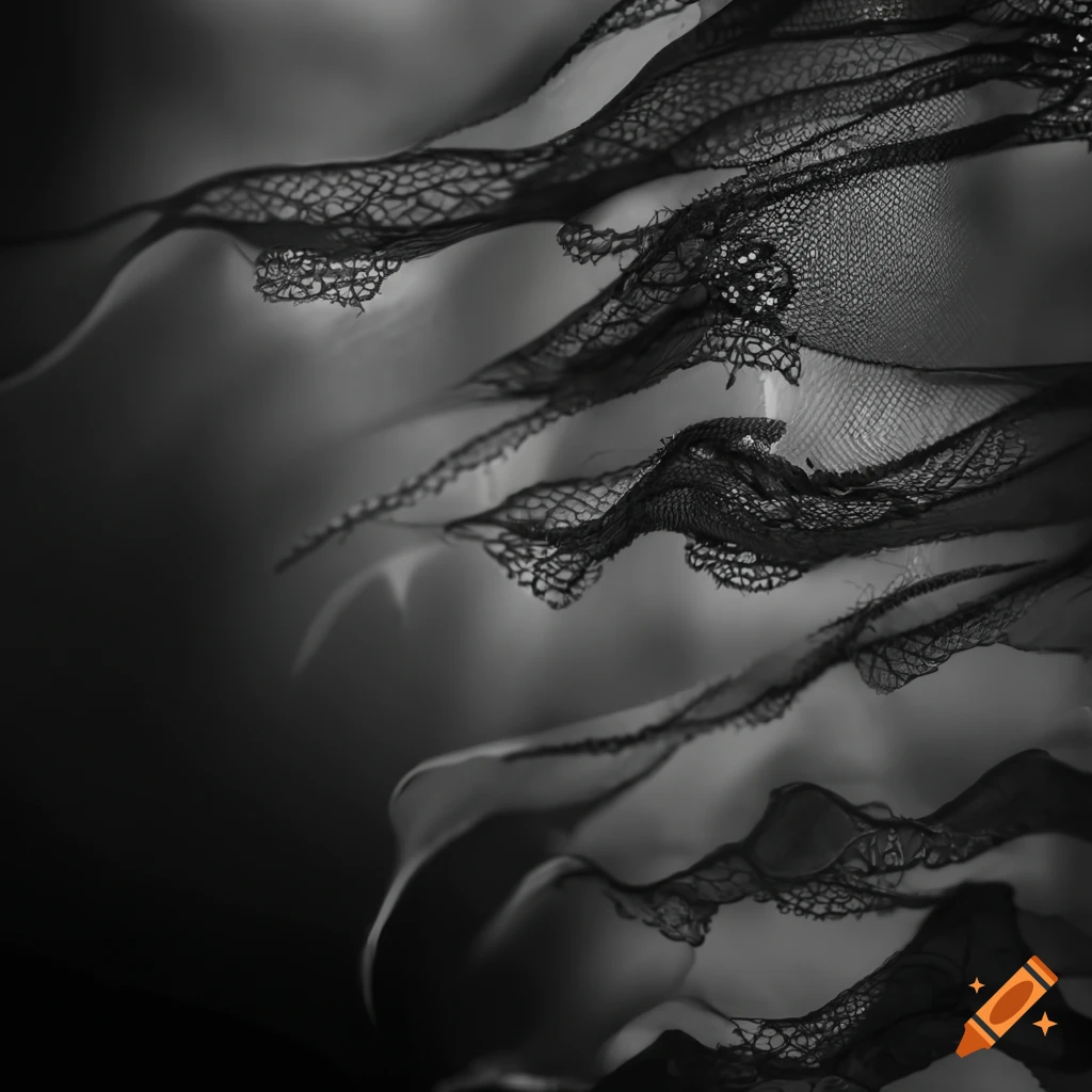 black lace flowing in the wind