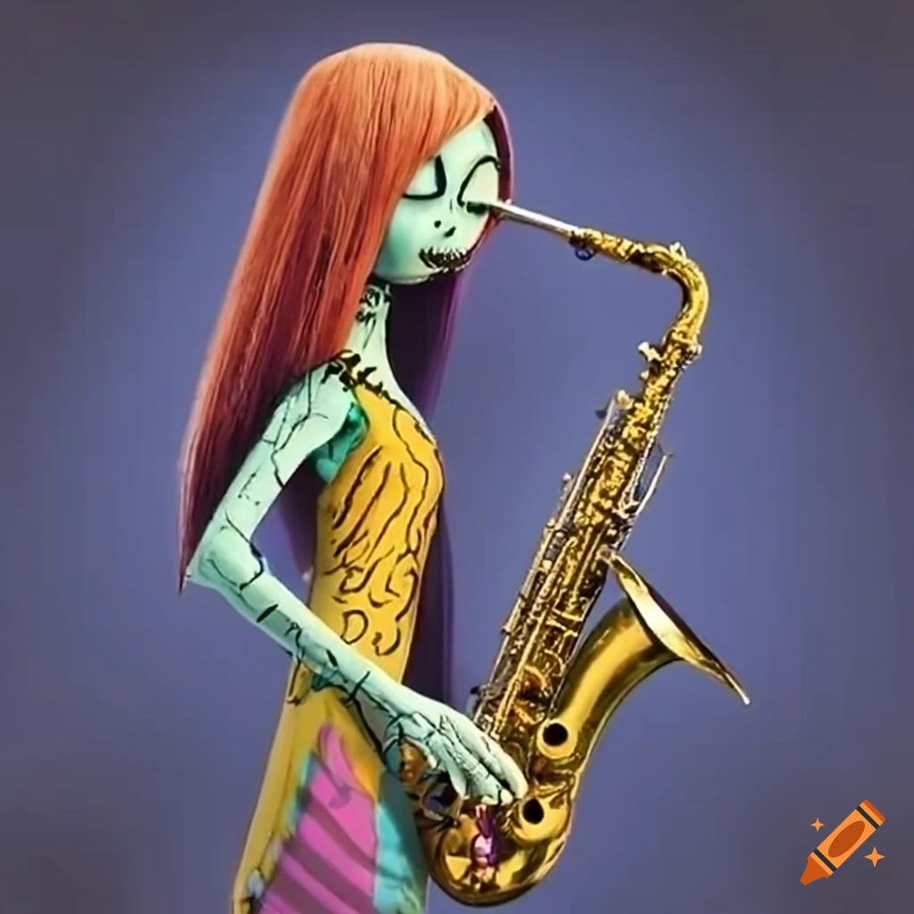 Sally playing saxophone in Nightmare before Christmas